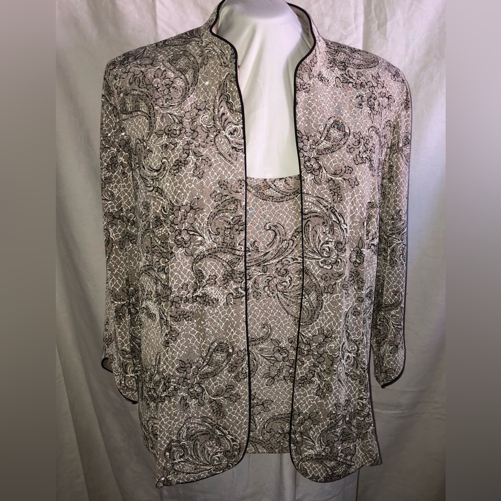 Alex Evenings Satin Trim Jacket and Tank Top That Sparkle